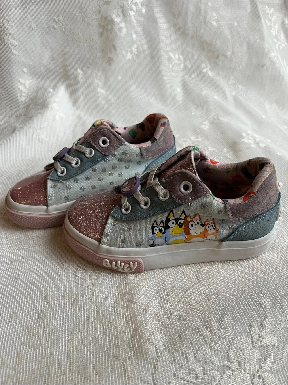 Kids' Bluey & Bingo Sneakers in Pink, Blue & White Slip On Style